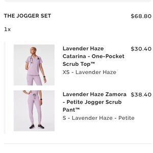 Figs Lavender Haze Catarina One-Pocket Scrub Top & Zamora Jogger Pant Set XS SP
